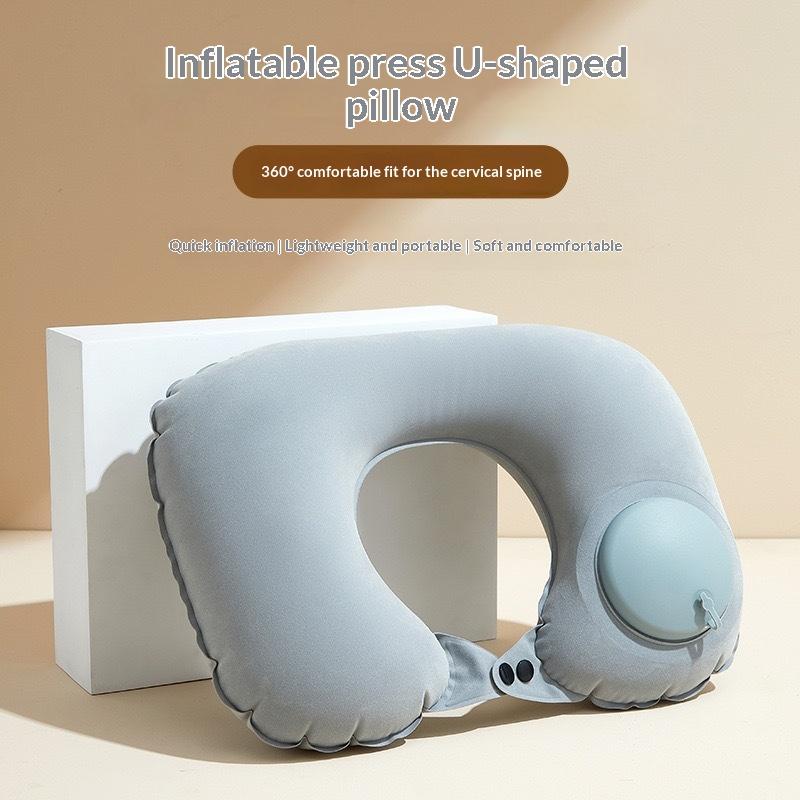Outdoor Furniture Pillows - Flocking Self Inflatable Portable Neck Pillow