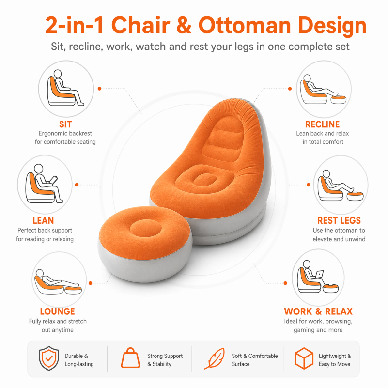 Flocking Inflatable Lazy Sofa  - Outdoor Furniture Europe 评论和价格