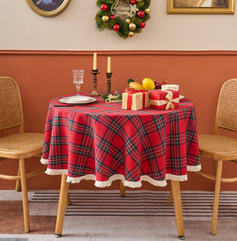 Christmas Round Tablecloth Xma - Outdoor Furniture Green 评论和价格