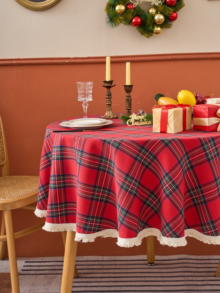 Christmas Round Tablecloth Xma - Outdoor Furniture Green 评论和价格