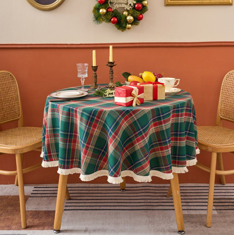 Christmas Round Tablecloth Xma - Outdoor Furniture Green 评论和价格