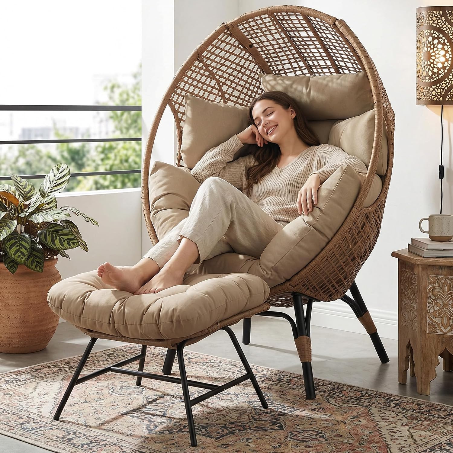 Indoor Outdoor Wicker Egg Chai - Outdoor Furniture Xl 评论和价格