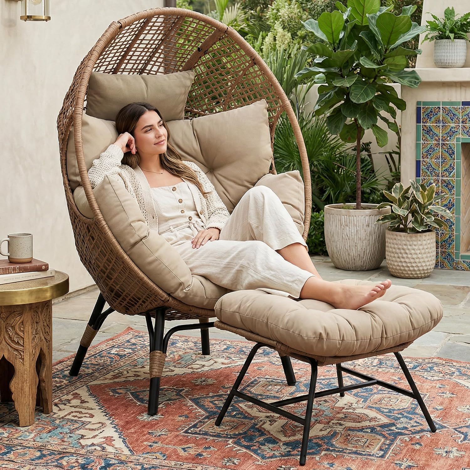 Indoor Outdoor Wicker Egg Chai - Outdoor Furniture Xl 评论和价格