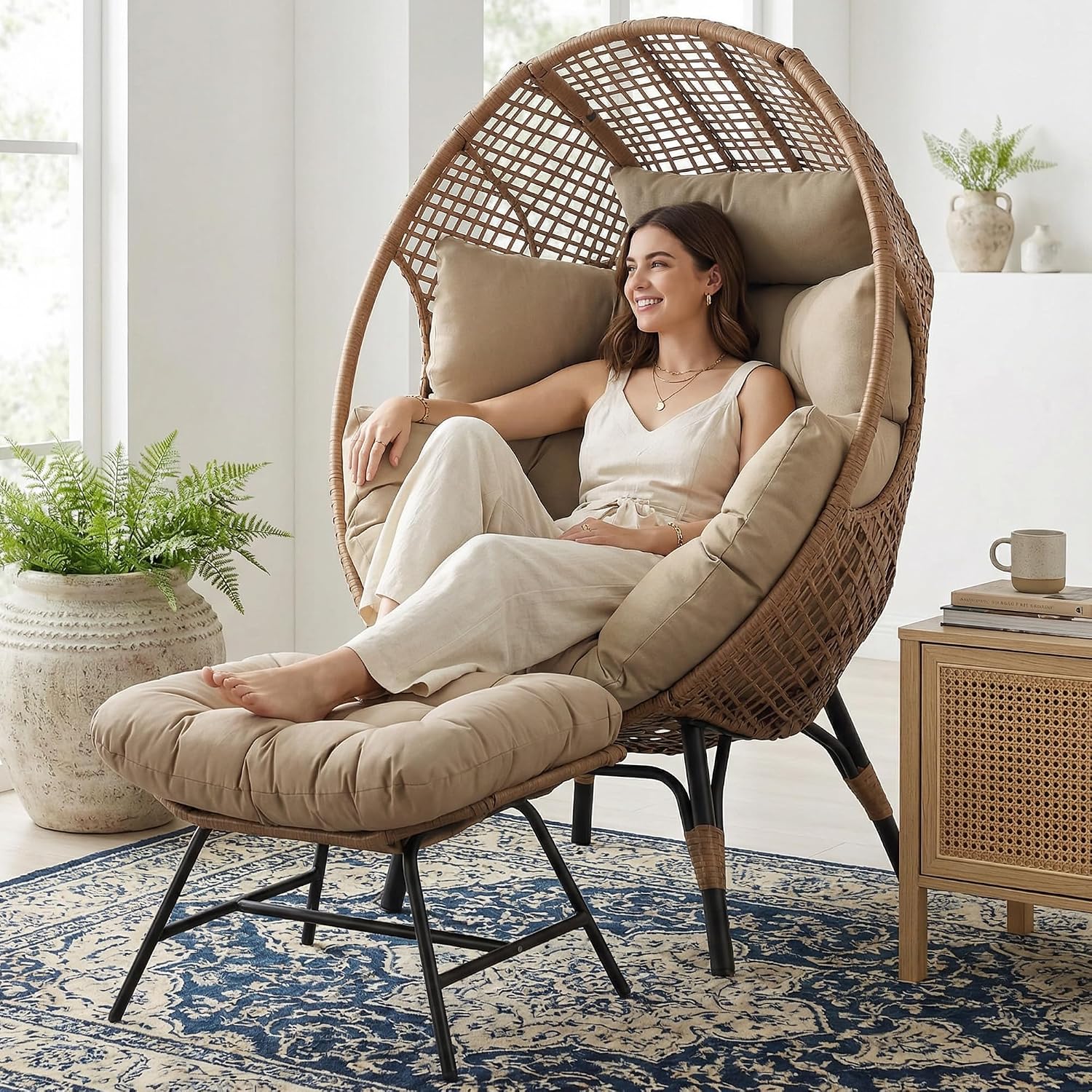 Indoor Outdoor Wicker Egg Chai - Outdoor Furniture Xl 评论和价格