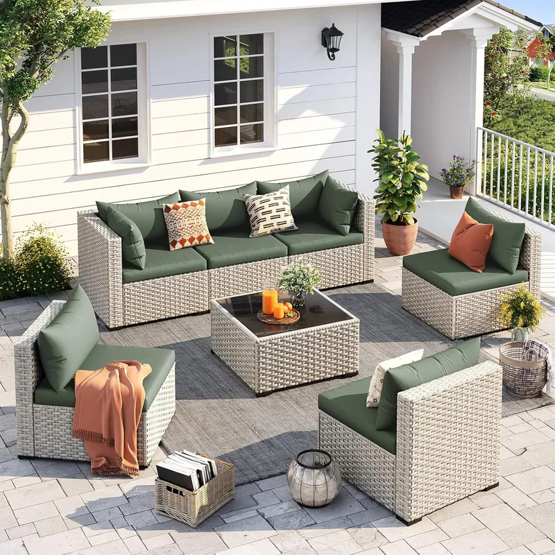 Outdoor Patio Furniture Set 7  - Outdoor Furniture Green 评论和价格