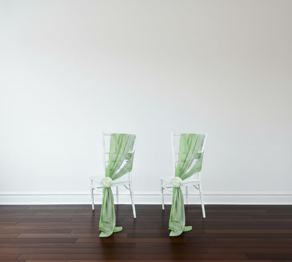 10pcs Green Chiffon Chair Sash - Outdoor Furniture Green 评论和价格